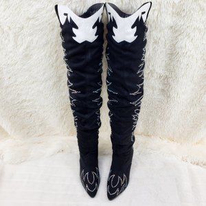 Cape Robbin Women's Western Thigh High Boots - Chunky Heel Over The Knee Cowgirl Boots